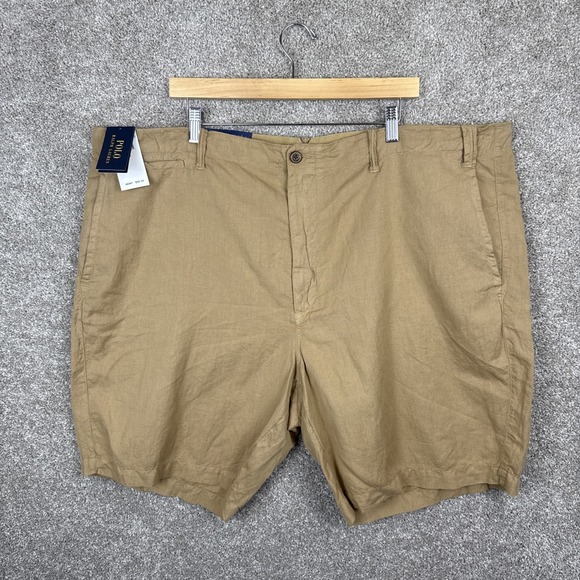 Polo Ralph Lauren Mens Shorts Classic Fit Linen Blend Luxury Beige Size 48B NEW - Picture 1 of 6